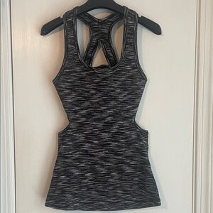Mono B Black and White Racerback Tank Top with Cutout Sides